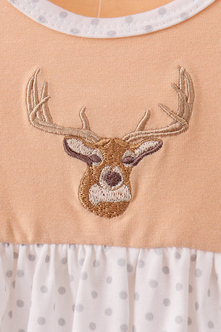 Beige Deer Embroidery Bloomer Set