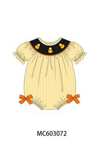 Mustard Candy Embroidery Gingham Bubble