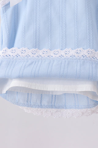 Blue Jacquard Lace Bloomer Set