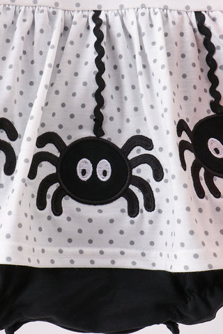 Black Spider Embroidery Ruffle Bubble