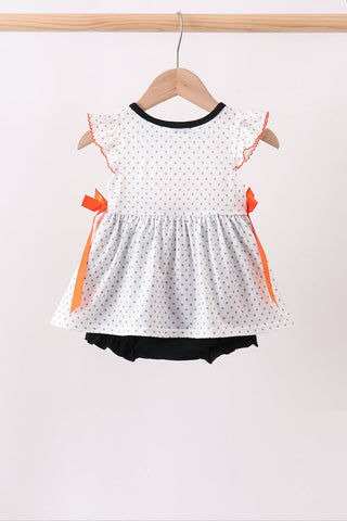 Black Spider Embroidery Ruffle Bubble