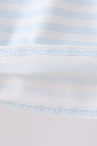 Black Spider Embroidery Pocket Stripe Top
