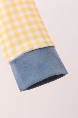 Mustard Pumpkin Embroidery Gingham Bubble
