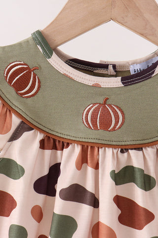 Camouflage Pumpkin Embroidery Ruffle Bubble