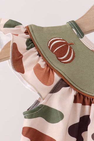 Camouflage Pumpkin Embroidery Ruffle Bubble