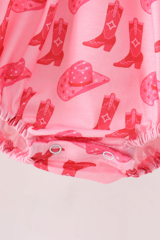 Pink Cowgirl Boots Embroidery Bubble