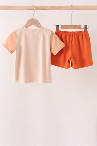 Pumpkin Embroidery Shorts Set