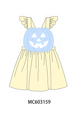 Cream Jack-O-Lantern Applique Ruffle Dress