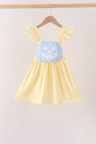 Cream Jack-O-Lantern Applique Ruffle Dress