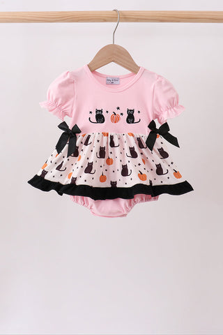 Pink Pumpkin Cat Embroidery Bubble