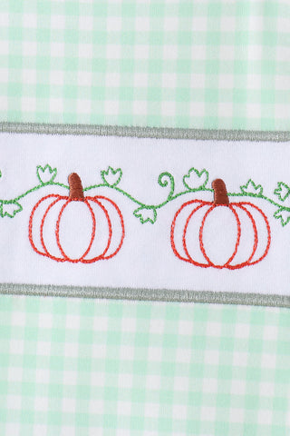 Green Pumpkin Embroidery Gingham Jon Jon