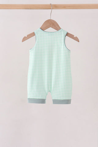 Green Pumpkin Embroidery Gingham Jon Jon