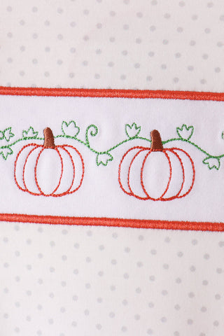 Orange Pumpkin Bow Embroidery Ruffle Skorts Set