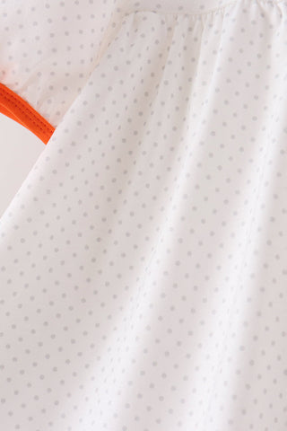 Orange Pumpkin Bow Embroidery Pants Set