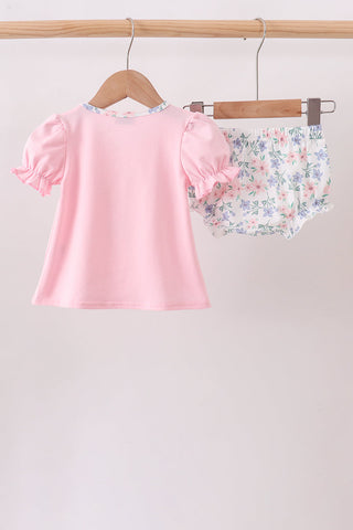 Pink Piggy Applique Bloomer Set