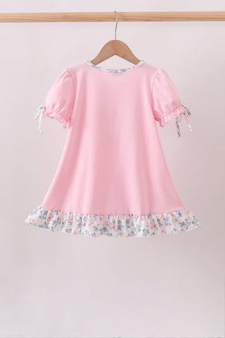 Pink Piggy Applique Ruffle Dress