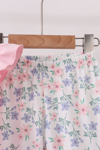 Pink Piggy Applique Ruffle Pants Set