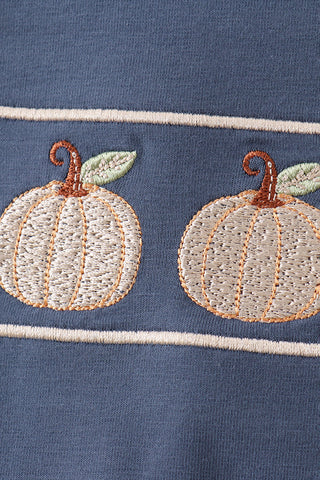 Blue Pumpkin Embroidery Shorts Set