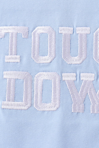 Blue Touchdown Embroidery Football Shorts Set
