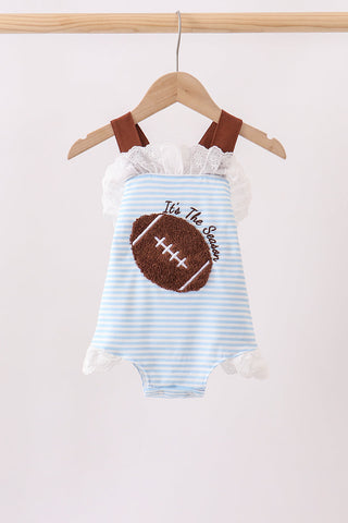 Blue Football French Knot Stripe Lace Bubble
