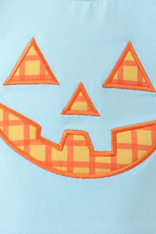 Blue Jack-O-Lantern Applique Bubble