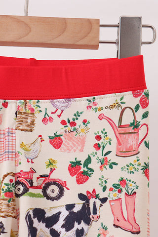 Maroon Farmland Pajama Pants Set