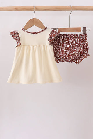 Brown Mallard Applique Ruffle Bloomer Set