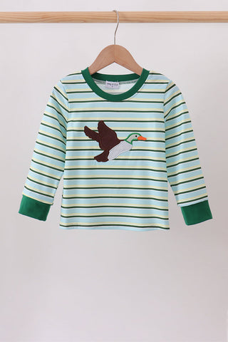 Blue Stripe Mallard Applique Top