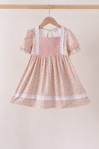 Floral Smocked Lace Dress