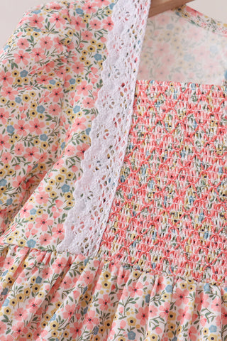 Floral Smocked Lace Dress