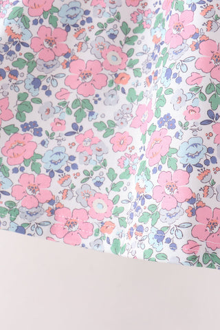 Blue Floral Smocked Ruffle Dress