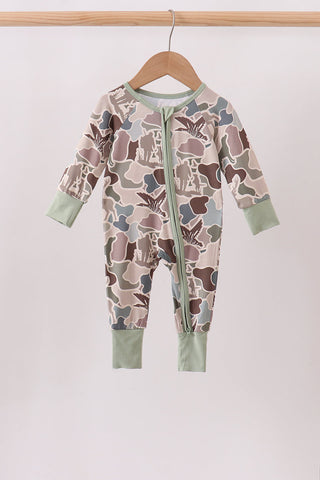 Camouflage Hunting Bamboo Zipper Romper