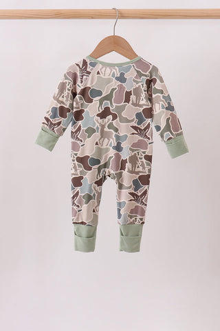 Camouflage Hunting Bamboo Zipper Romper