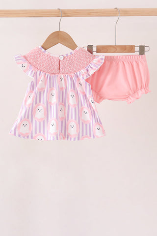 Purple Ghost Smocked Bloomer Set