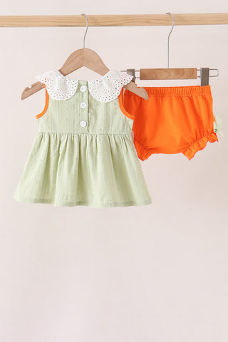 Green Pumpkin Smocked Bloomer Set