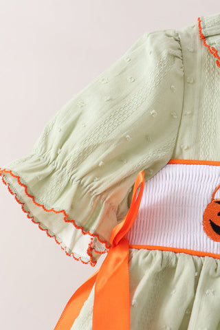 Green Pumpkin Smocked Ruffle Shorts Set