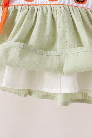 Green Pumpkin Smocked Ruffle Shorts Set