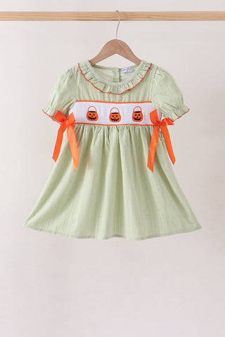 Green Pumpkin Smocked Dress