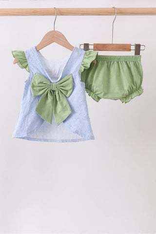Blue Pumpkin Embroidery jacquard Ruffle Bloomer Set
