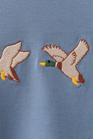 Teal Duck Embroidery Romper