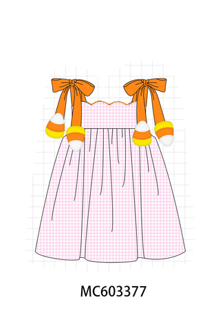 Pink Gingham Candy Corn Dress
