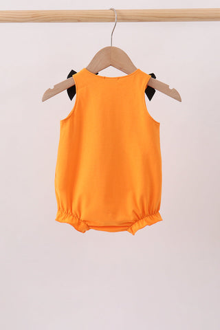Orange Jack-O-Lantern  Applique Bow Bubble