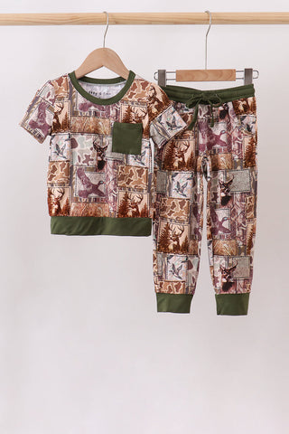 Forest Hunting Bamboo Pocket Pajama set