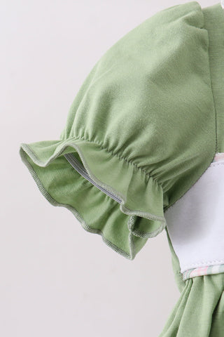 Sage Pumpkin Bow Embroidery Bloomer Set
