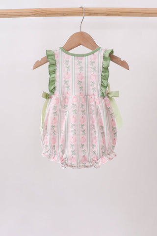 Sage Pumpkin Bow Embroidery Ruffle Bubble