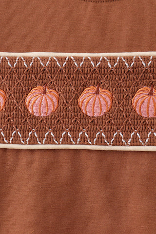 Brown Pumpkin Smocked Top