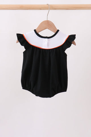 Black Pumpkin cat Embroidery Ruffle Bubble