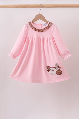 Pink Mallard Applique Ruffle Dress