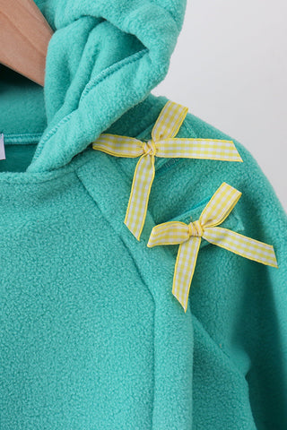 Turquoise Fleece Bow Coat