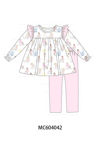 Pink all day adventure ruffle pants set